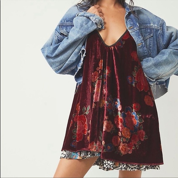 Free People Mini Dress in Plum Combo, Size XS, Color-Plum Combo. - Picture 3 of 3